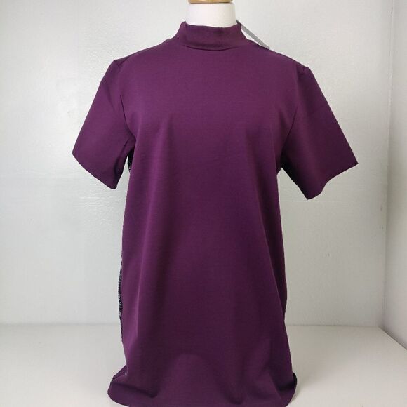 💥 NWT ONEPIECE PURPLE MOCK NECK SHORT SLEEVE TUNIC LONG SHIRT SIZE M - Picture 3 of 14